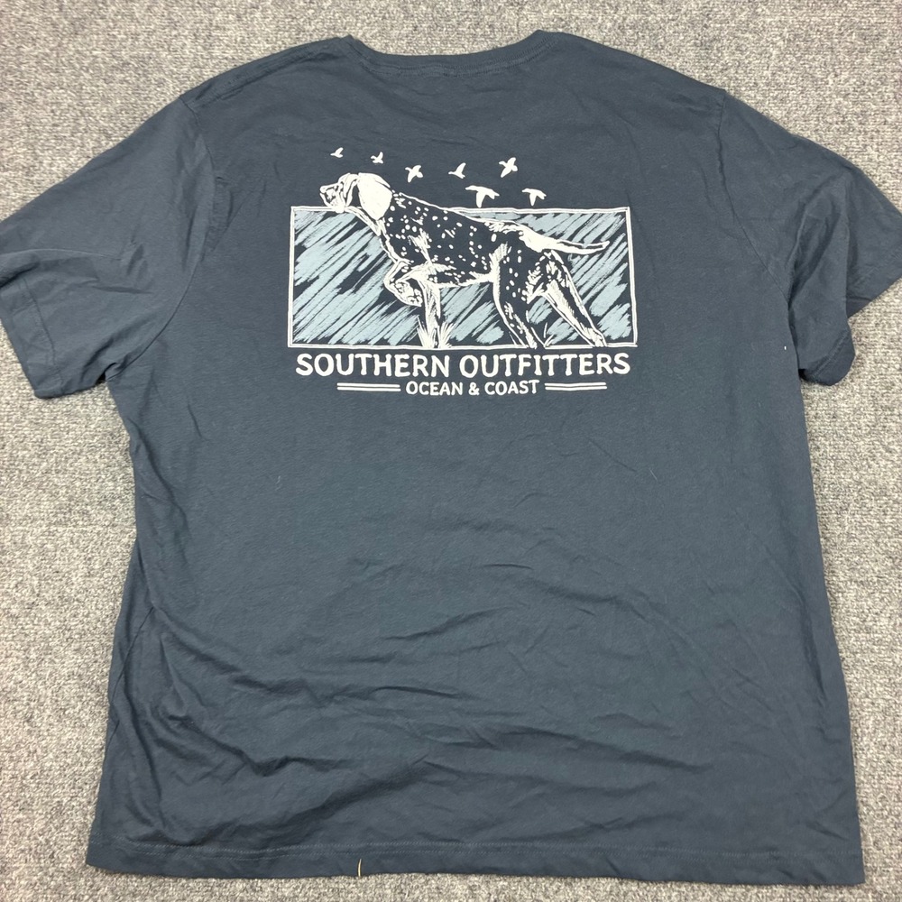 Ocean & Coast Southern Outfitters Mens Size 2XL XXL Hunting Dog T-Shirt Blue